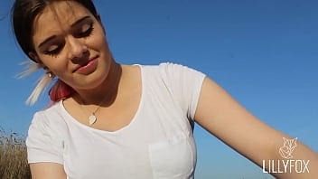 Horny teen sucks cock outdoors