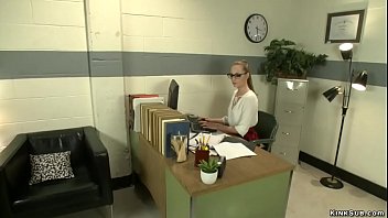 In medical office hot brunette slut Roxy Rox solo masturbates under the desk then in gyno bench fucks machine and vibrates clit and squirts