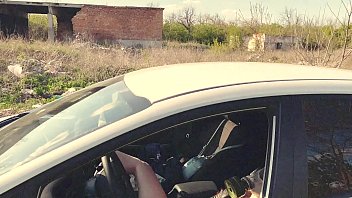 Girl with Gas Mask masturbate in the car