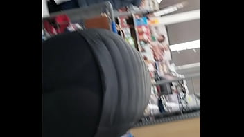 Mexican Mom bends over and shows sexy blue thong see through