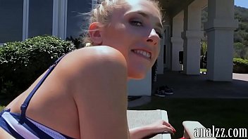 Pretty amateur blonde girlfriend gives a blowjob and gets her tight anal railed outdoors in pov