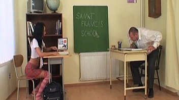 Hot schoolgirl spanked by her dirty teacher!