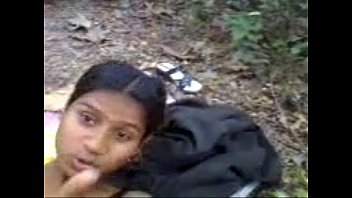 Homeless Indian girl in the forest