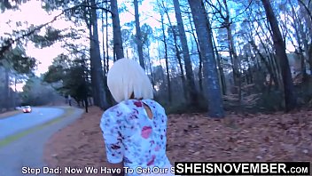 My Mom Pervert Husband Making Me Cowgirl Is Cock In The Forest On the Grass, After Argument With My Mom, Cute black Daughter Inlaw Msnovember Blackpussy Forbidden Cowgirl Outdoors on Sheisnovember