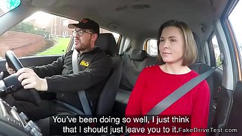 Fake driving school instructor fucks big tits brunette Euro student