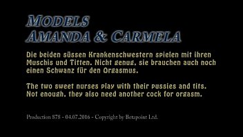 Die beiden süssen Krankenschwestern spielen mit ihren Muschis und Titten Horny Nurses during fuck and Bi game The two sweet nurses play with their pussies and tits.