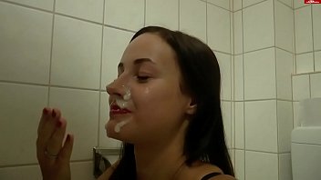 German Teen Sucking And Fucking In The Public Bathroom