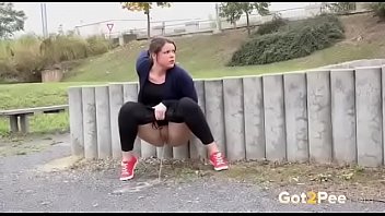 Nasty teen pissing outdoors