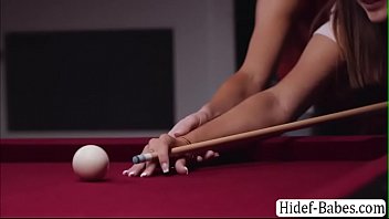 Stepmom teaches her stepdaughter how to play billiard before she go to new jersey.After that,they get horny and start kissing each other.Next is,she licks her stepdaughters pussy and in return her stepdaughter does the same to her.
