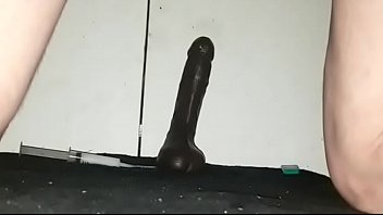 Poppered up throatfucked by black cock squirting toy shoots massive load of cum balls deep in my throat.