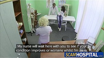 Gorgeous hot patient gets a hot and wild massage in the table by the pervy nurse