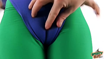 AMAZING BUTT BRUNETTE and  CAMEL-TOE In Super-Tight 80s Spandex!