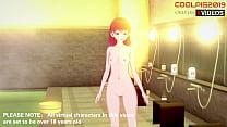 [Red hair girl finds a dark man in the public bathroom and can't wait to be fucked...]